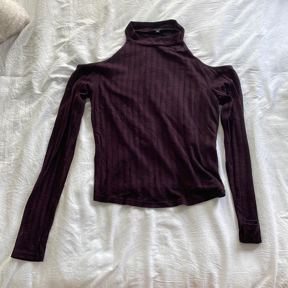 Purple cold shoulder top